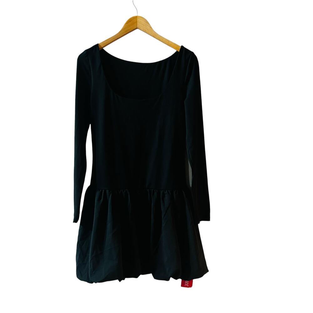 Hyperfire Long Sleeve Bubble Skirt Mini Dress Size L Large NWT Black - Picture 2 of 8